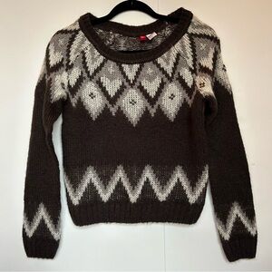 Divided By H & M Black, Gray & White Long Sleeve Knit Pullover Sweater Size 2